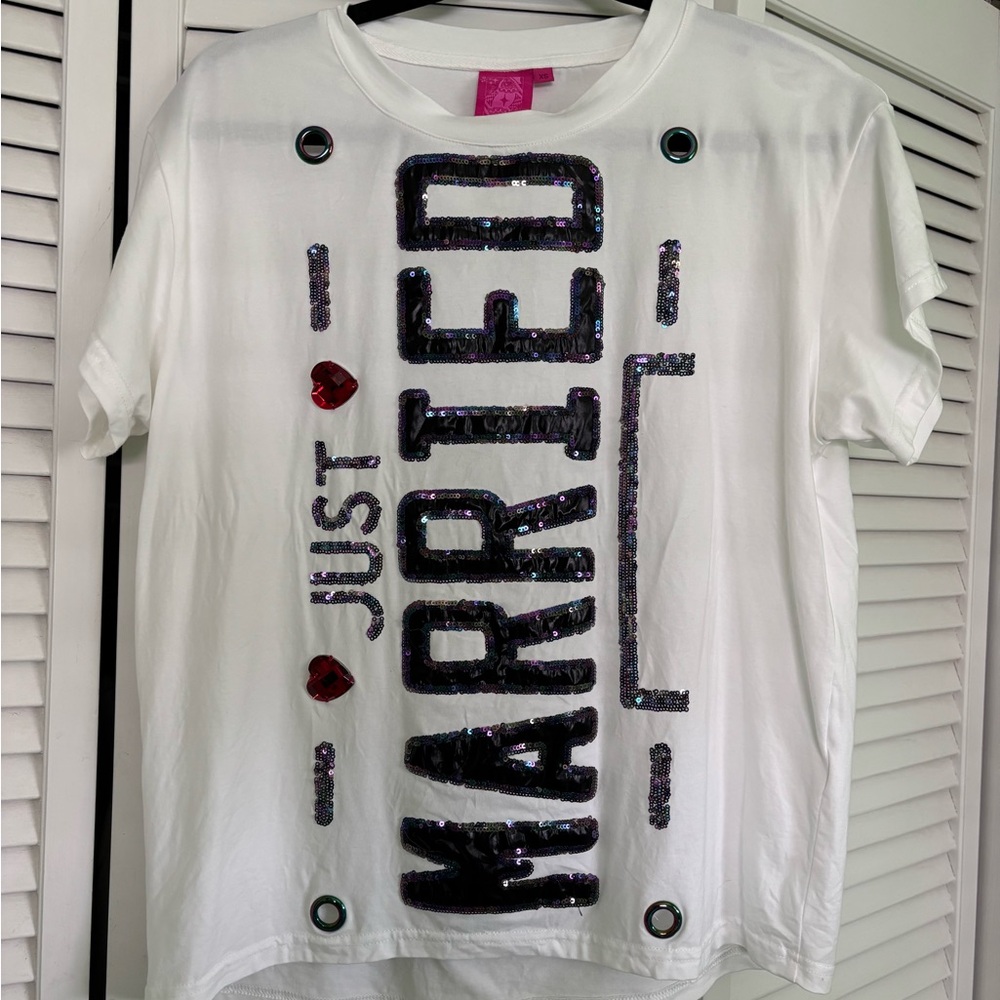 QUEEN OF SPARKLES White Black Short Sleeve Tee